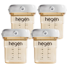 hegen 金色奇蹟PPSU多功能萬用瓶, 150ml 4入組, 母乳/副食品收納, 包含空氣壓縮收納蓋, 金色透明, 4個