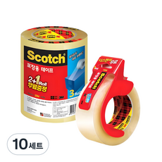 스카치 포장 박스 테이프 48mm x 25m 3625V 2+1 + 48mm x 100m 3615 + 디스펜서, 투명, 10세트