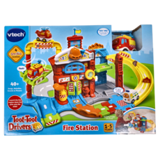vtech 偉易達 嘟嘟車系列 消防局軌道組, 1-5歲兒童玩具, 40+歌曲, 旋律, 音效和短語, 1盒, Multicolor
