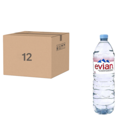 Evian 依雲 法國原裝版天然礦泉水 冰川淬鍊 極致清澈 高山純水 礦物質均衡, 1.5L, 12瓶
