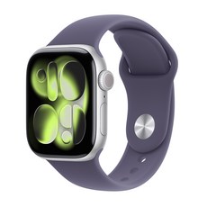 Apple 2025 애플워치 11, 실버, 42mm, GPS, 알루미늄,실버/퍼플 포그 스포츠 밴드, M/L