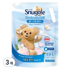 스너글 섬유유연제 블루스파클 플러스, 3개, 2.6L