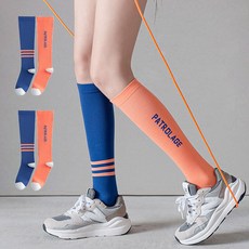 Edeline 雙色獨特色彩組合壓力運動及膝襪襪 2p, blue orange, 1組