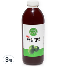 예가촌 매실청 하동 매실 원액 100% 매실액 발효액 국산 매실액기스, 1L, 3개