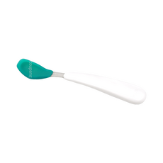 OXO tot 矽膠湯匙組 Set 2支, 適用4個月以上寶寶, 矽膠軟質匙面不刮嘴, 淺匙面設計, 杓柄角度方便餵食, 不含雙酚A, 適用洗碗機, 靚藍綠, 1組