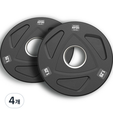 트라히어 RP3H 고무 중량원판, 1.25kg, 4개, 블랙