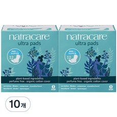  나트라케어 울트라 패드 윙 생리대 날개형, 중형, 12매입, 10팩 