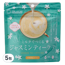 坪市製茶 茉莉花茶粉 沖泡用 5包入，嚴選銀毫，輕鬆享受優雅茉莉花香, 5包, 80g
