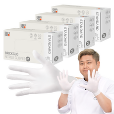 브릭글로 스탠다드 니트릴장갑 100p, 화이트, 중(M), 4개