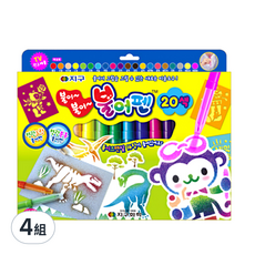 JIGU 吹畫筆 20色, 可用吹的上色, 可當作簽字筆, 20種顏色的組合, 4盒