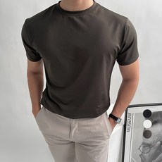 남자다잉 남성용 글로시 스판 머슬핏 반팔 티셔츠