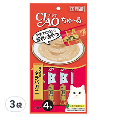 INABA CIAO 啾嚕 肉泥 鮪魚 + 鱈場蟹, 添加食物纖維幫助化毛, 專為老貓和幼貓設計, 56g, 12條