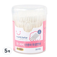 맘스베베 신생아 위생면봉, 300개입, 5개