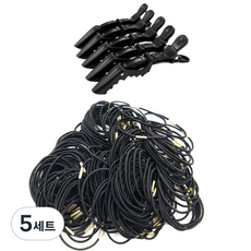 루머스 컬러풀 악어핀 HU094 5p + 슬림 머리끈 블랙 HU095 100p, 5세트