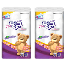 땡큐 3겹 천연펄프 롤화장지, 14m, 30개입, 2개