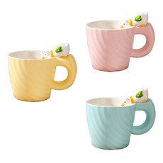 모던지 머그잔 3종 세트 400ml 직경 9.5cm x 높이 8.8cm YJ690, 노랑오리, 핑크오리, 하늘색오리, 3개