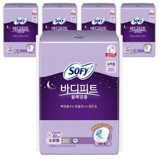 쏘피 바디피트 볼록맞춤 생리대 날개형, 오버나이트 이상, 20개입, 5개