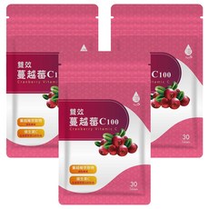 Tsuie 日濢 雙效蔓越莓 C100 750mg, 30顆, 維生素C, 3包