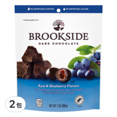 BROOKSIDE 巴西莓藍莓口味黑巧克力，酸甜果汁軟餡，7 oz (198 g), 198g, 2包