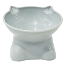 寵物夢工廠 貓耳造型高腳碗 11 x 8.5 x 10.5cm, 灰色, 3個