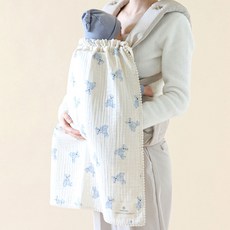 와이엠마마 유모차 아기띠 다용도 거즈 블랭킷, 블루베어