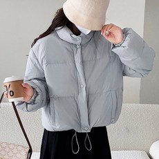 XIANGFENGYIXIAO 相逢一笑 寬鬆立領羽絨外套 - 淺藍色, XL, 淺藍