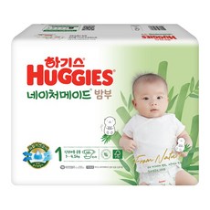 하기스 네이처메이드 밤부 밴드형 기저귀 신생아용, 1단계, 68매
