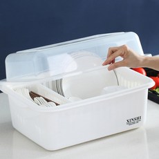 블럭마트 뚜껑있는 주방 물빠짐 식기 그릇건조대 소형, 1단, 1개 화이트