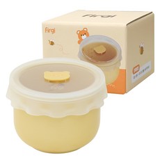 Firgi 蜂蜜罐陶瓷副食品密封保存容器+蓋子組, 奶油黃, 250ml, 1組