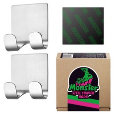 몬스터클리어겔 무타공 스텐 304 위생 면도기 거치대 후크 2p + 블랙겔 1p, 실버, 1세트