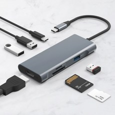 홈플래닛 7포트 USB3.0 멀티허브 DEX미러링 (USB*3 타입C HDMI SD/MSD)