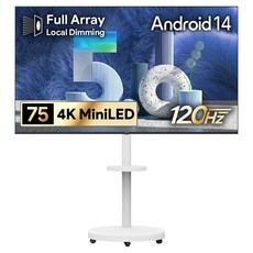더함 4K UHD QLED 구글 5.0 이동식 120Hz 스마트TV 패키지, 191cm(75인치), UA751MINILED Google5.0 120Hz 2025C, 이동형 스탠드, 방문설치
