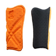 Greaten 極騰 足球護脛 一體成型 黏貼 防撞 超輕量 EVA材質, 18cm, 螢光橘, 1雙