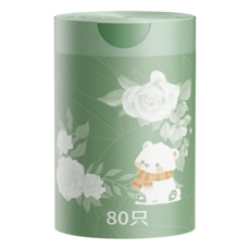 山茶花香氛免撕抽繩手提垃圾袋, 承重3KG, HDPE材質, 40*50CM, 80入/卷, 1捲