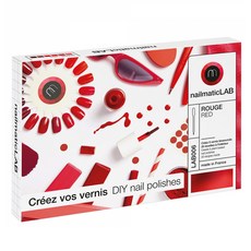 nailmatic LAB 法式成人指彩DIY 耶誕紅派對套組, 5色調色基底顏料 5瓶空玻璃瓶 10支吸管吸器, 5色調色基色顏料 + 5瓶空玻璃瓶 + 10支吸管吸器 + 5張標籤註記貼紙 + 1本小冊子, 1盒