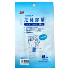 3M 免縫膠帶組 附1624W防水透氣敷料 3片 1.2 x 10cm, 1包, 18條