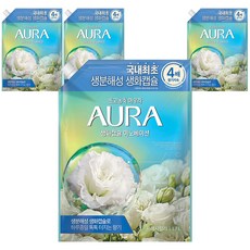 AURA 생화캡슐 이노베이션 초고농축 일반 섬유유연제 프레시릴리향 리필, 4개, 1.7L