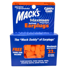 MACK'S 泡棉耳塞, 美國#1醫生推薦品牌, 附贈旅行收納盒, 10副, 1組