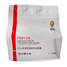大醫生技 85%高濃度極鮮魚油膠囊, 含85% Omega-3, 80% EPA和DHA, rTG型態, 60顆, 850mg, 1袋
