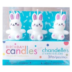 六分埔禮品 粉耳小兔蠟燭套裝 3入 生日蠟燭 兔子造型 蠟燭 全長約長4cm*寬3cm, 3支, 粉耳小兔