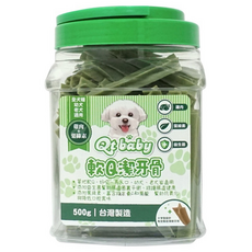 Qt baby 軟Q潔牙骨, 全犬種 幼犬 老犬適用, 雞肉 葉綠素, 500g 台灣製造, 雞肉+葉綠素, 1桶