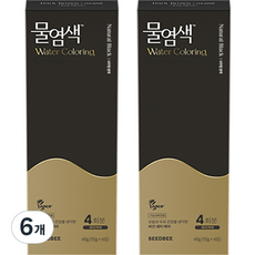 씨드비 물염색 비건 새치커버 염색약 40g 4회분, 내추럴블랙, 6개