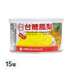 台糖 四分片鳳梨罐頭，重糖漿, 227g, 15罐