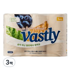 바스틀리 천연밀짚펄프 토일렛 휴지 33m, 3팩, 12롤