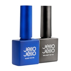 Jello Jello 透亮上層+霧面上層美甲封層膠套裝，10ml，超強效持久，天鵝絨觸感, 透明 10ml, 1組