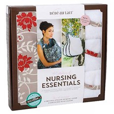 BEBE AU LAIT 禮盒組 哺乳巾 + 拍嗝巾 Set, 100%棉, 哺乳巾90 x 65cm / 拍嗝巾16.5 x 43.5cm, 花樣峇里紅