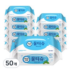 깨끗한나라 페퍼민트 블루 물티슈 리필형, 70매, 50개