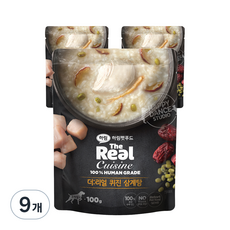 하림펫푸드 더리얼 퀴진 강아지 습식파우치, 삼계탕, 100g, 9개