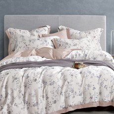 Prawear 巴麗維亞 60支100%天絲愛洛花園兩用被床包四件組，床包186 x 180cm, 愛洛花園, 兩用被182 x 212cm + 床包182 x 188cm 高度35cm + 薄枕套45 x 75 cm 2個