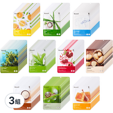 Ricocell 保濕面膜組 Set, 石榴/紅蔘/蜂蜜/蘆薈/膠原蛋白/海帶/小黃瓜/馬鈴薯/維他命/白米, 100片, 3組